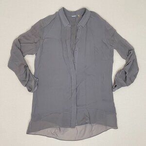 Elie Tahari Long Sleeve Silk Blouse - Gray XS